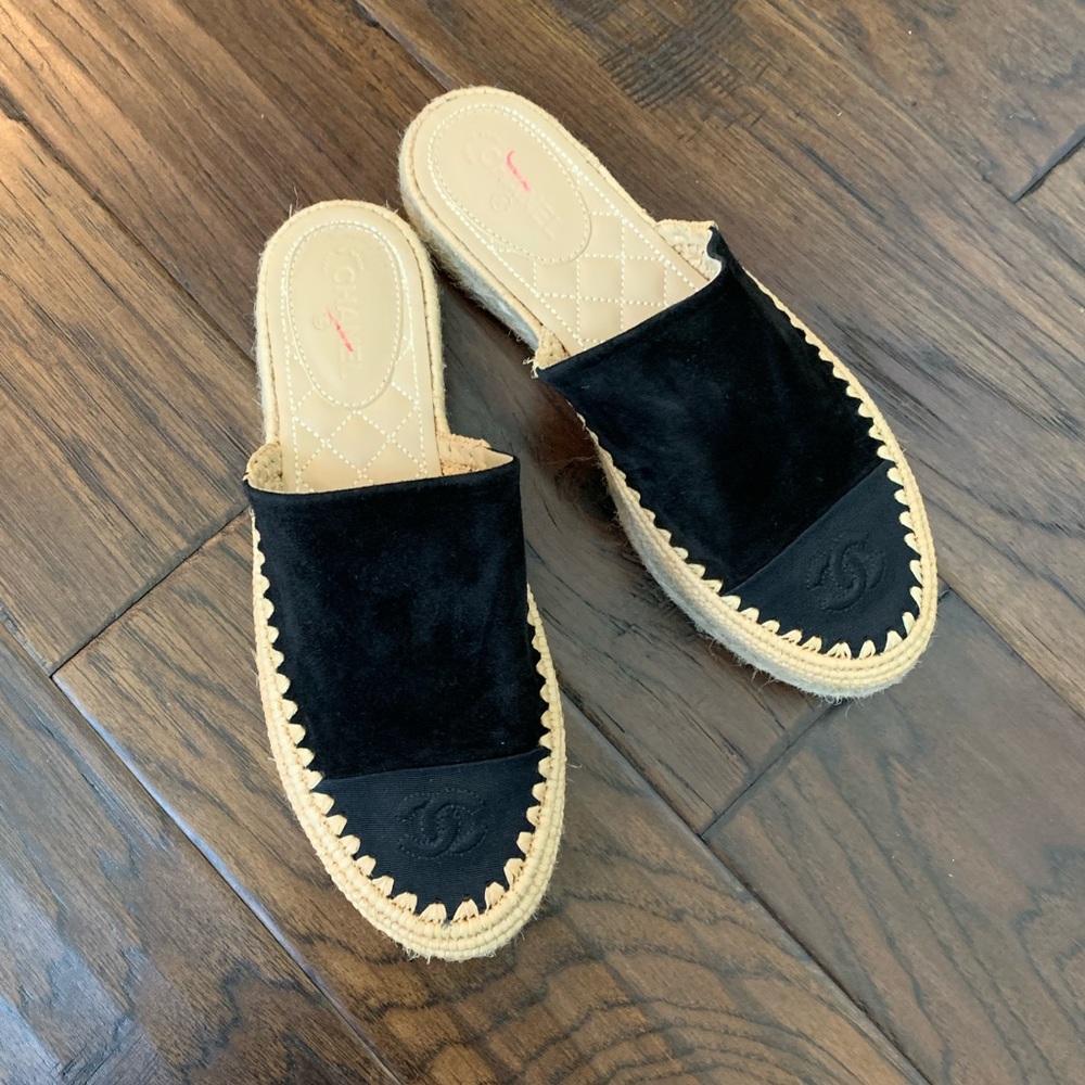 Chanel Raffia Espadrille Mules